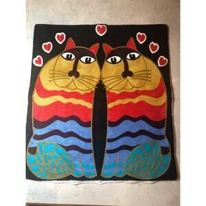 Laurel Burch Cat Inspired Pillow Cover Abstract Textured Embroidered 18x16.5